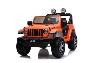 Jeep Wrangler Rubicon na akumulator dla dzieci Pomarańczowy + Pilot + Radio MP3 LED + Koła EVA