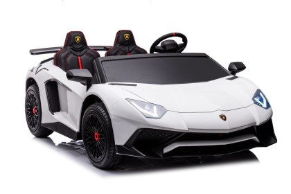 Lamborghini Aventador SV na akumulator dla 2 dzieci Biały + Silnik bezszczotkowy + Pompowane koła + Audio LED