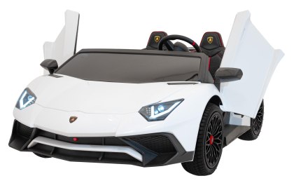 Lamborghini Aventador SV na akumulator dla 2 dzieci Biały + Silnik bezszczotkowy + Pompowane koła + Audio LED