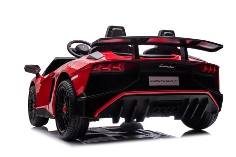 Lamborghini Aventador SV na akumulator dla 2 dzieci Czerwony + Silnik bezszczotkowy + Pompowane koła + Audio LED