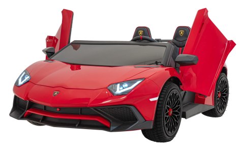 Lamborghini Aventador SV na akumulator dla 2 dzieci Czerwony + Silnik bezszczotkowy + Pompowane koła + Audio LED