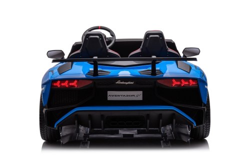 Lamborghini Aventador SV na akumulator dla 2 dzieci Niebieski + Silnik bezszczotkowy + Pompowane koła + Audio LED