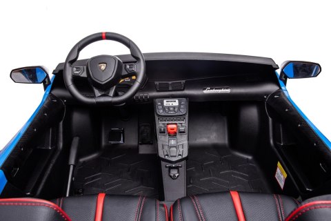 Lamborghini Aventador SV na akumulator dla 2 dzieci Niebieski + Silnik bezszczotkowy + Pompowane koła + Audio LED