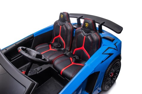 Lamborghini Aventador SV na akumulator dla 2 dzieci Niebieski + Silnik bezszczotkowy + Pompowane koła + Audio LED