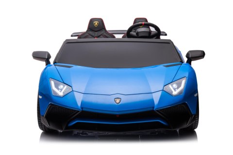 Lamborghini Aventador SV na akumulator dla 2 dzieci Niebieski + Silnik bezszczotkowy + Pompowane koła + Audio LED