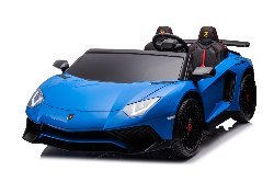 Lamborghini Aventador SV na akumulator dla 2 dzieci Niebieski + Silnik bezszczotkowy + Pompowane koła + Audio LED