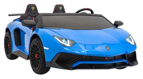 Lamborghini Aventador SV na akumulator dla 2 dzieci Niebieski + Silnik bezszczotkowy + Pompowane koła + Audio LED