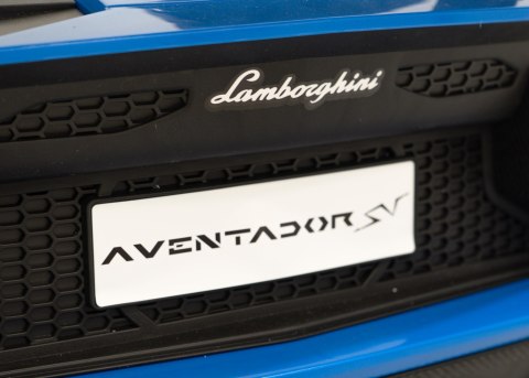 Lamborghini Aventador SV na akumulator dla 2 dzieci Niebieski + Silnik bezszczotkowy + Pompowane koła + Audio LED