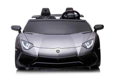 Lamborghini Aventador SV na akumulator dla 2 dzieci Szary + Silnik bezszczotkowy + Pompowane koła + Audio LED