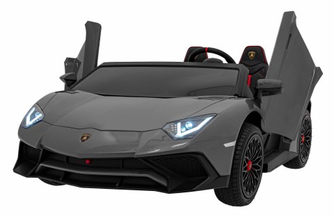 Lamborghini Aventador SV na akumulator dla 2 dzieci Szary + Silnik bezszczotkowy + Pompowane koła + Audio LED