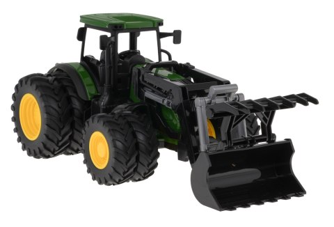 Zielony Traktor z Turem dla dzieci 3+ Model 1:24 + Ruchome elementy + 8 Kół + Tylny hak