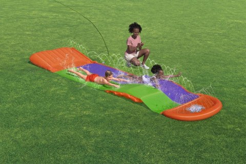 Ślizg wodny SplashCoaster dla 2 dzieci 3+ BESTWAY Tor 488cm + Spryskiwacze + Rampa