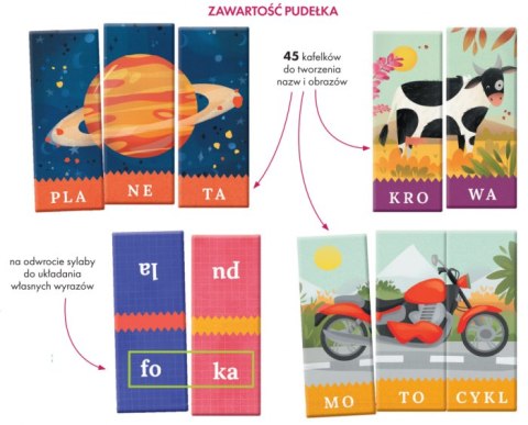 Gra edukacyjna "Czytam i układam sylaby" dla dzieci 4-8 lat + Nauka czytania + Układanie obrazków