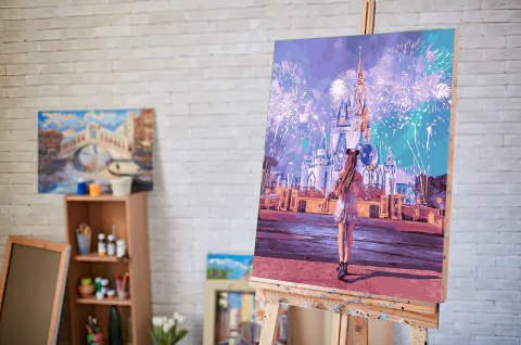 Malowanie po numerach Disneyland 40x50 Płótno + Farby + Pędzle