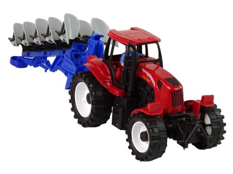 Czerwony Traktor z Pługiem Farma LEAN Toys