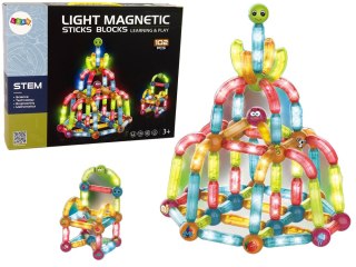 Świecące Klocki Magnetyczne Edukacyjne Zestaw 102 Elementy LEAN Toys