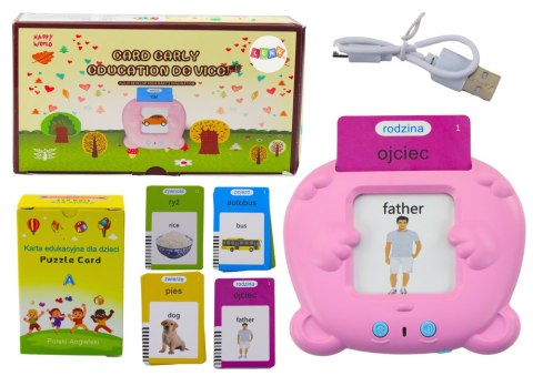 Tablet Do Kart Edukacyjnych Nauka Języka Polski Angielski 224 Słowa Różowy LEAN Toys