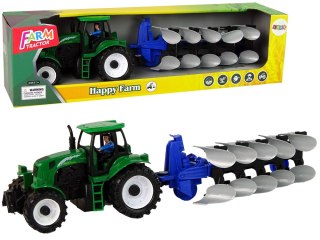 Zielony Traktor z Pługiem Farma LEAN Toys