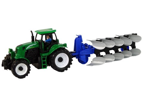 Zielony Traktor z Pługiem Farma LEAN Toys