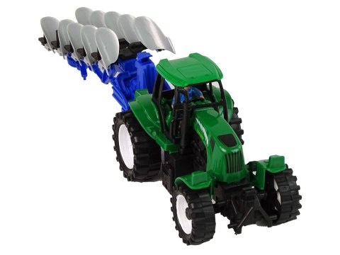 Zielony Traktor z Pługiem Farma LEAN Toys