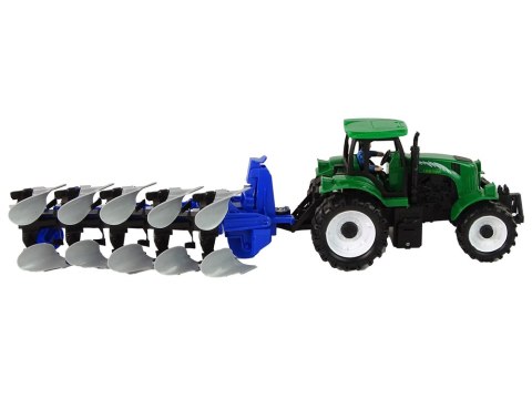 Zielony Traktor z Pługiem Farma LEAN Toys