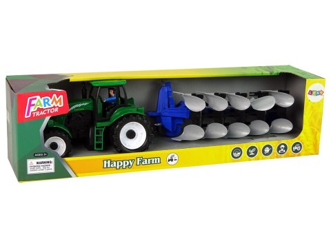 Zielony Traktor z Pługiem Farma LEAN Toys