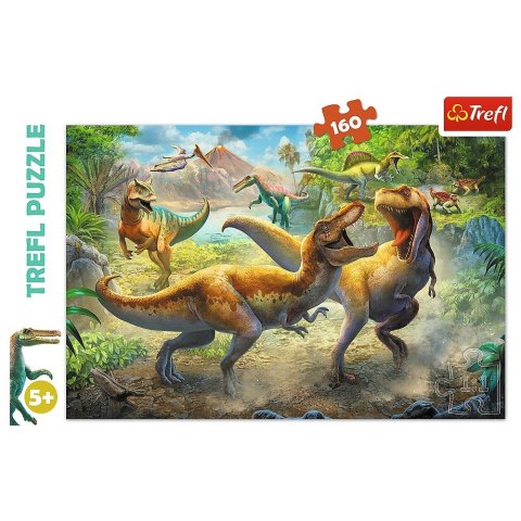 Puzzle 160 elementów Walczące Tyranozaury Trefl