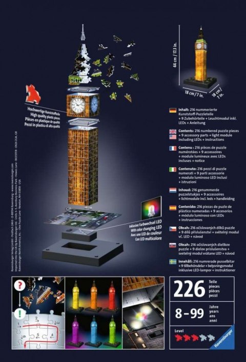 Puzzle 216 elementów 3D Big Ben Nocą Ravensburger Polska