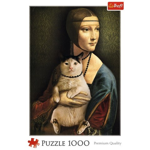 Puzzle 1000 elementów Dama z kotem Trefl