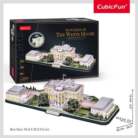 Puzzle 3D LED Biały Dom Cubic Fun