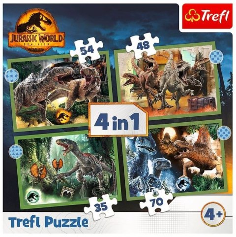 Puzzle 4w1 Groźne dinozaury Jurassic World Trefl