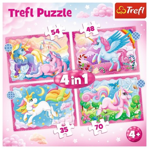 Puzzle 4w1 Jednorożce i magia Trefl