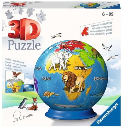 Puzzle 72 elementy 3D Kula, Dziecinny Globus Ravensburger Polska