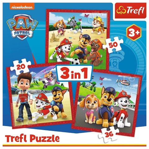 Puzzle 3w1 Wesołe pieski, Psi Patrol Trefl