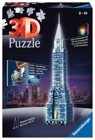 Puzzle 3D Budynki Nocą Wieżowiec Chrystler Ravensburger Polska