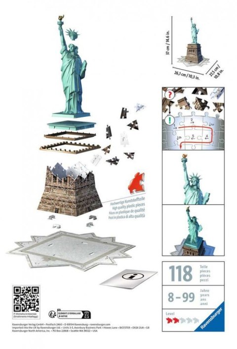 Puzzle 3D Budynki Statua Wolności Ravensburger Polska