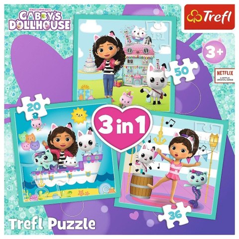 Puzzle 3w1 Aktywności Gabby Koci Domek Gabi (Gabbys Dollhouse) Trefl