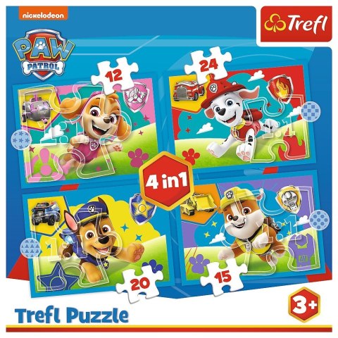 Puzzle 4w1 Biegnące pieski Psi Patrol (Paw Patrol) Trefl