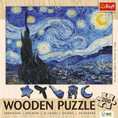 Puzzle drewniane 200 elementów Gwiaździsta Noc Vincent van Gogh Trefl