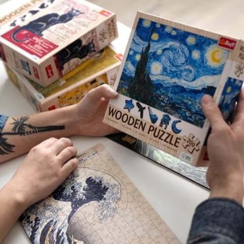 Puzzle drewniane 200 elementów Gwiaździsta Noc Vincent van Gogh Trefl