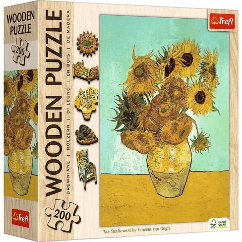 Puzzle drewniane 200 elementów Słoneczniki Vincent van Gogh Trefl