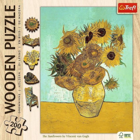 Puzzle drewniane 200 elementów Słoneczniki Vincent van Gogh Trefl