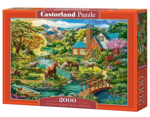 Puzzle 2000 elementów Wiejski domek z końmi Castor