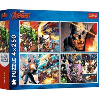 Puzzle 4x250 elementów Bohaterskie dni Avengers Trefl