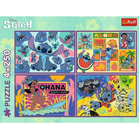 Puzzle 4x250 elementów Niezwykły Stitch Trefl