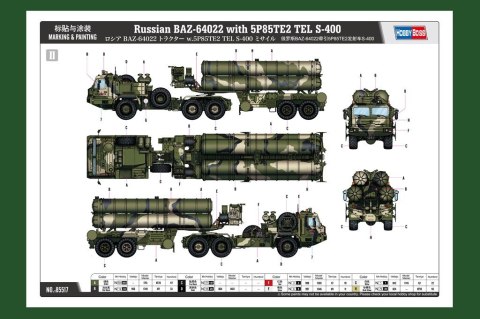 Model plastikowy BAZ-64022 z 5P85TE2 TEL S-400 Hobby Boss