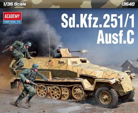 Model plastikowy Pojazd opancerzony SD.Kfz.251/1 Ausf.C 1/35 Academy