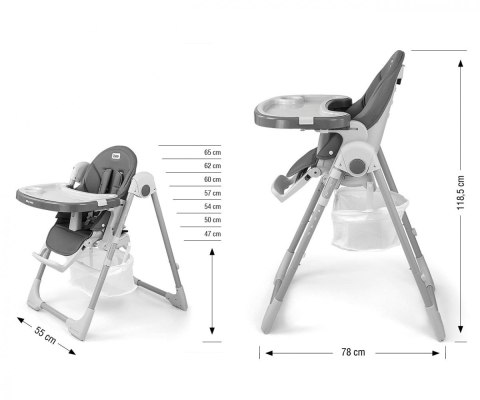 Krzesełko do karmienia Bueno szare Milly Mally