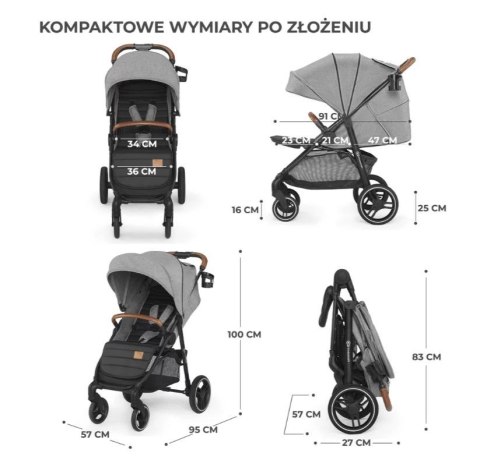 Wózek spacerowy GRANDE PLUS GREY Kinderkraft