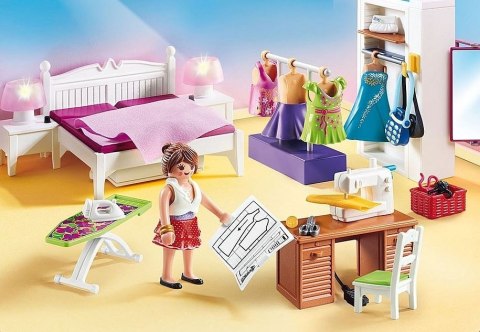 Zestaw z figurkami Dollhouse 70208 Sypialnia z kącikiem do szycia Playmobil